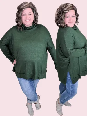 Ellis Cashmere Soft Dolman Cowlneck in Hunter Green