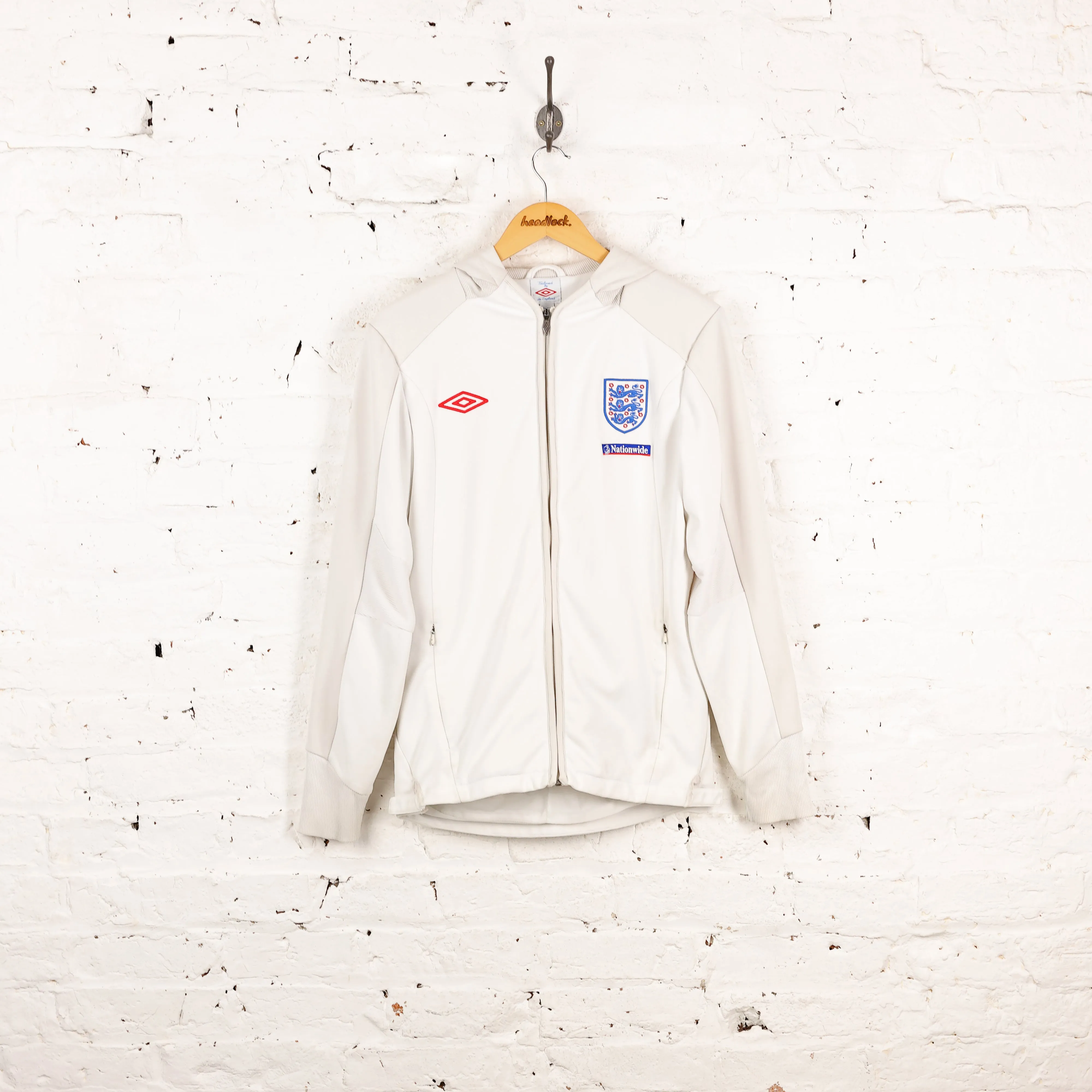 England 2010 Umbro Hooded Tracksuit Top Jacket - White - S