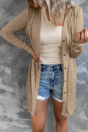 Fashion Solid Buttons O Neck Tops(9 Colors)