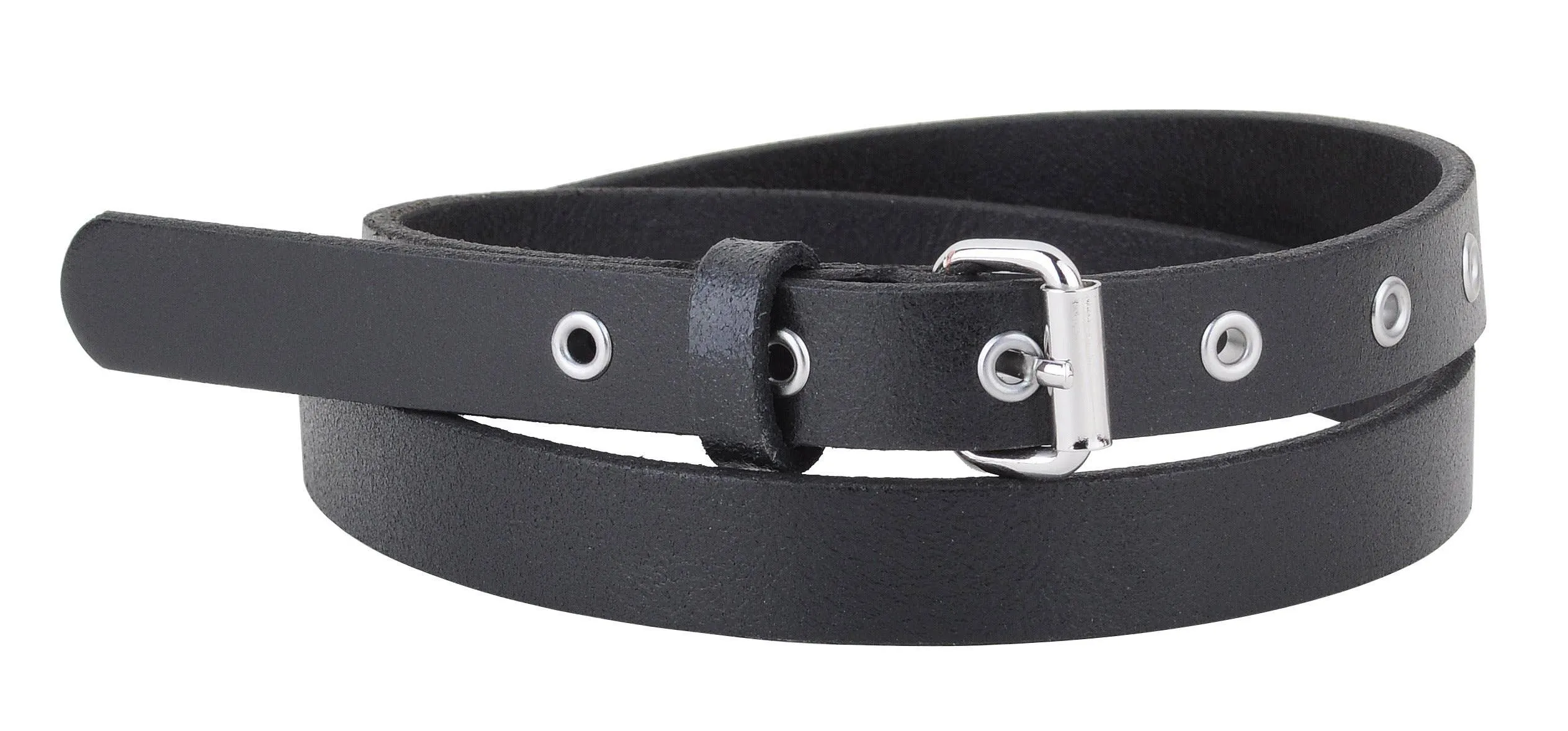 Final Sale - Skinny Grommet Leather Belt