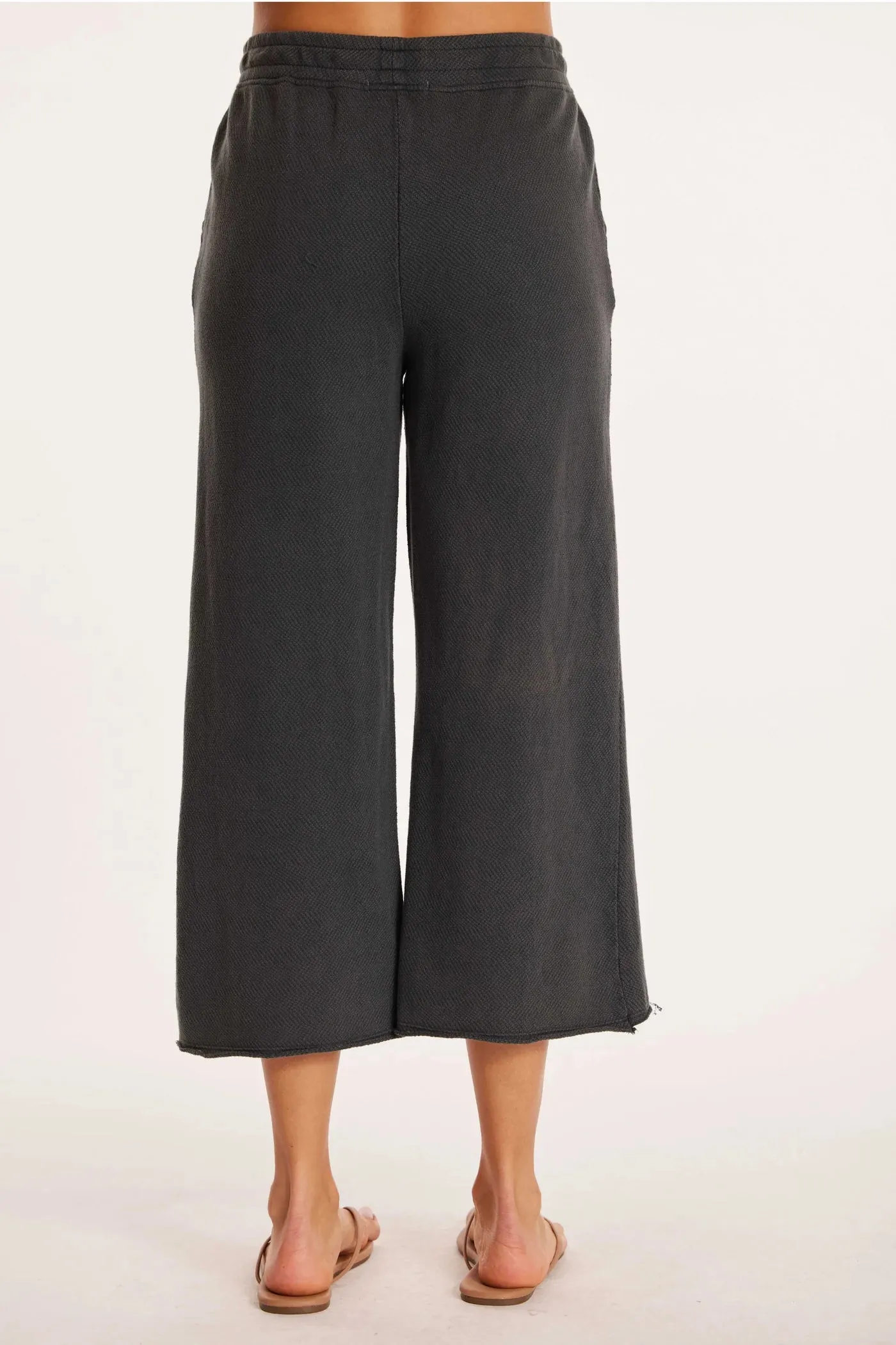 Flared Crop Pants in Washed Ebony