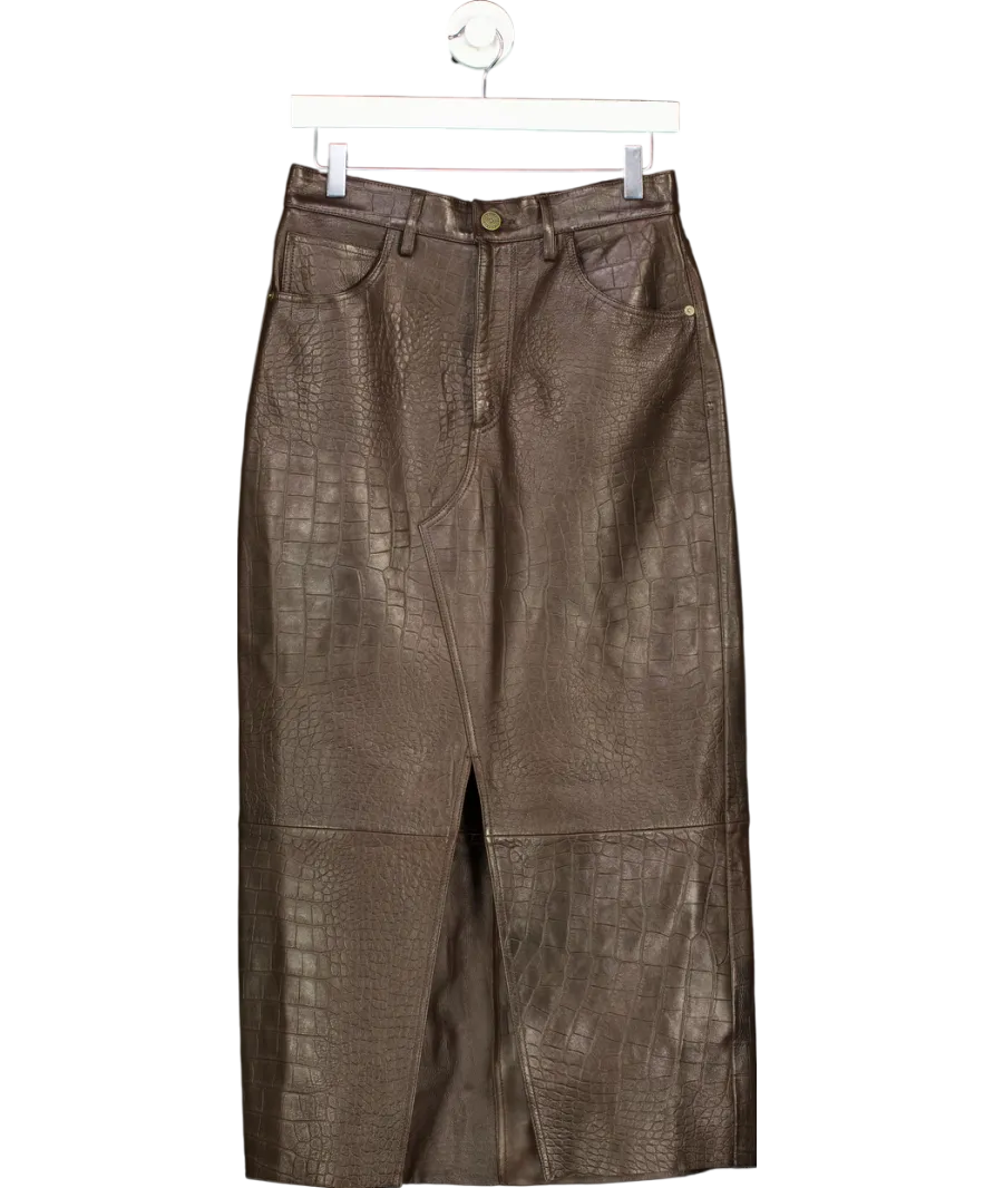 FRAME Brown The Midaxi Leather Skirt W27