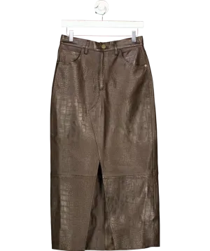 FRAME Brown The Midaxi Leather Skirt W27