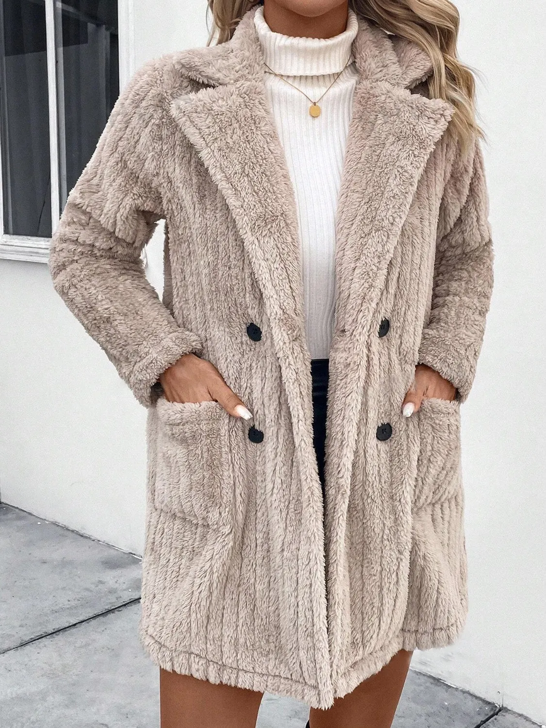 Fuzzy Long Sleeve Coat