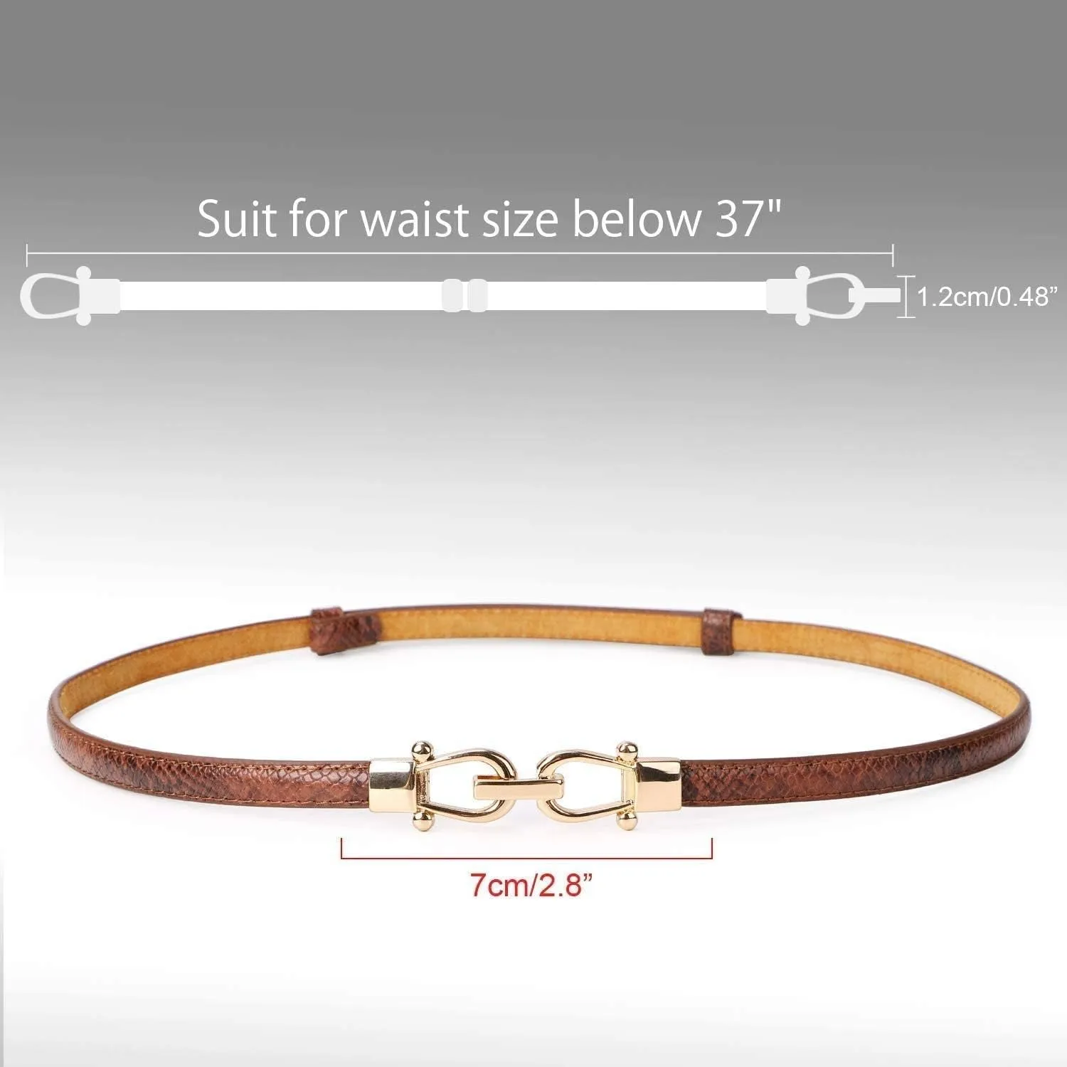 Genuine leather women's thin belt 2 Pack for Dresses