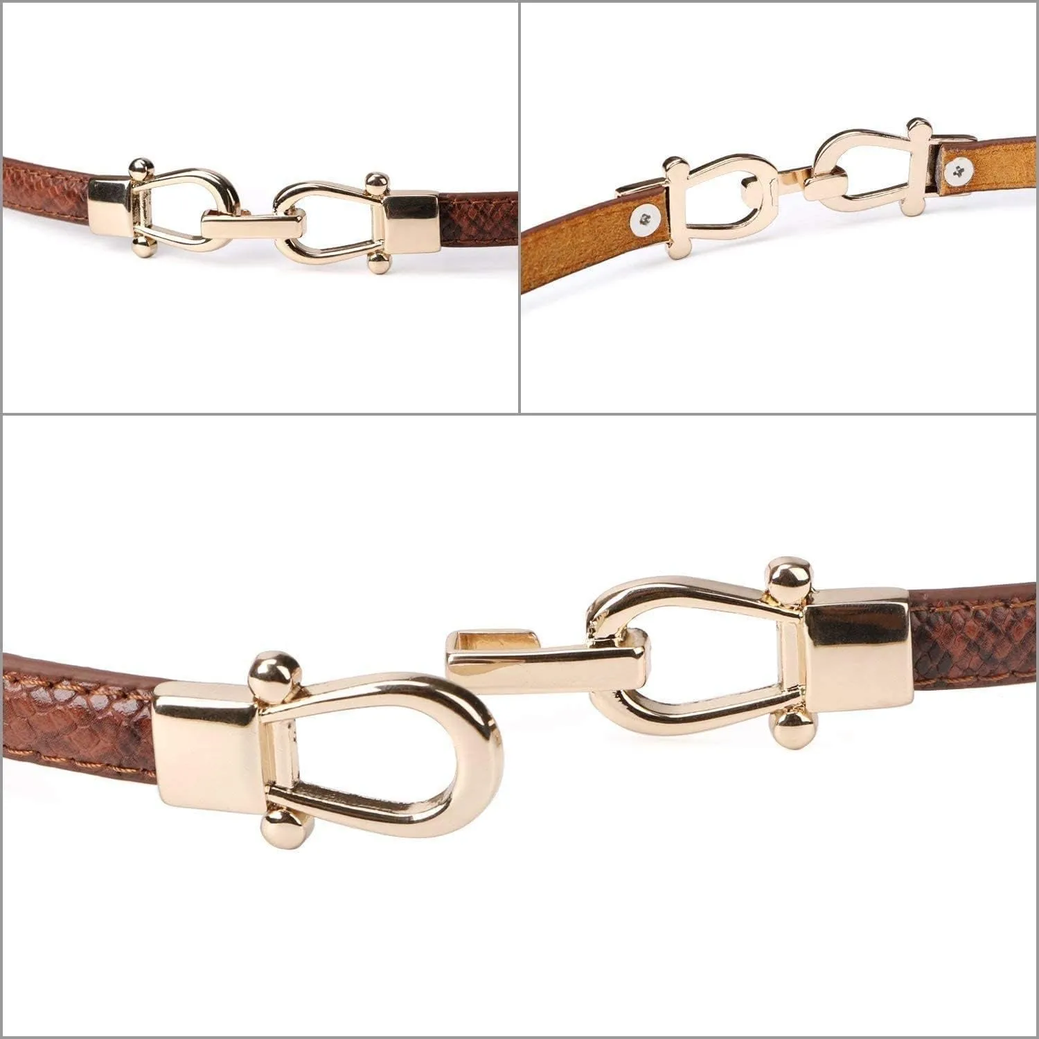 Genuine leather women's thin belt 2 Pack for Dresses