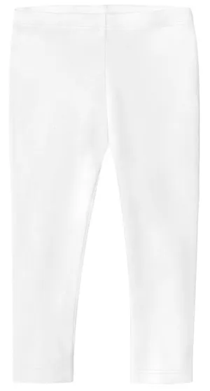 Girls Soft 100% Cotton Capri Leggings | White