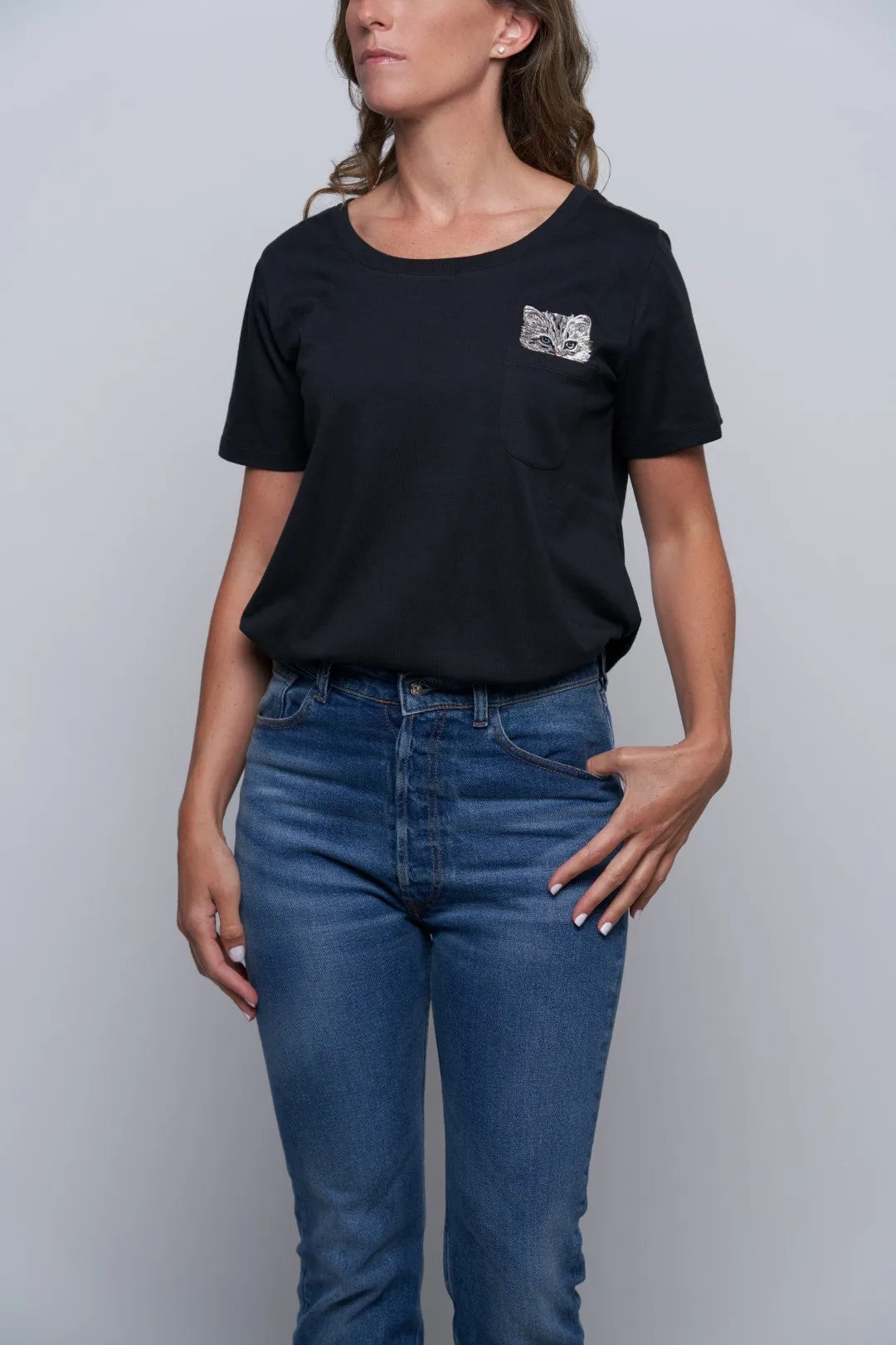 Glendale Cat Pocket Tee - Black