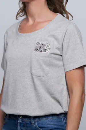 Glendale Cat Pocket Tee - Grey