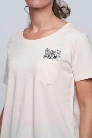 Glendale Cat Pocket Tee - Pink