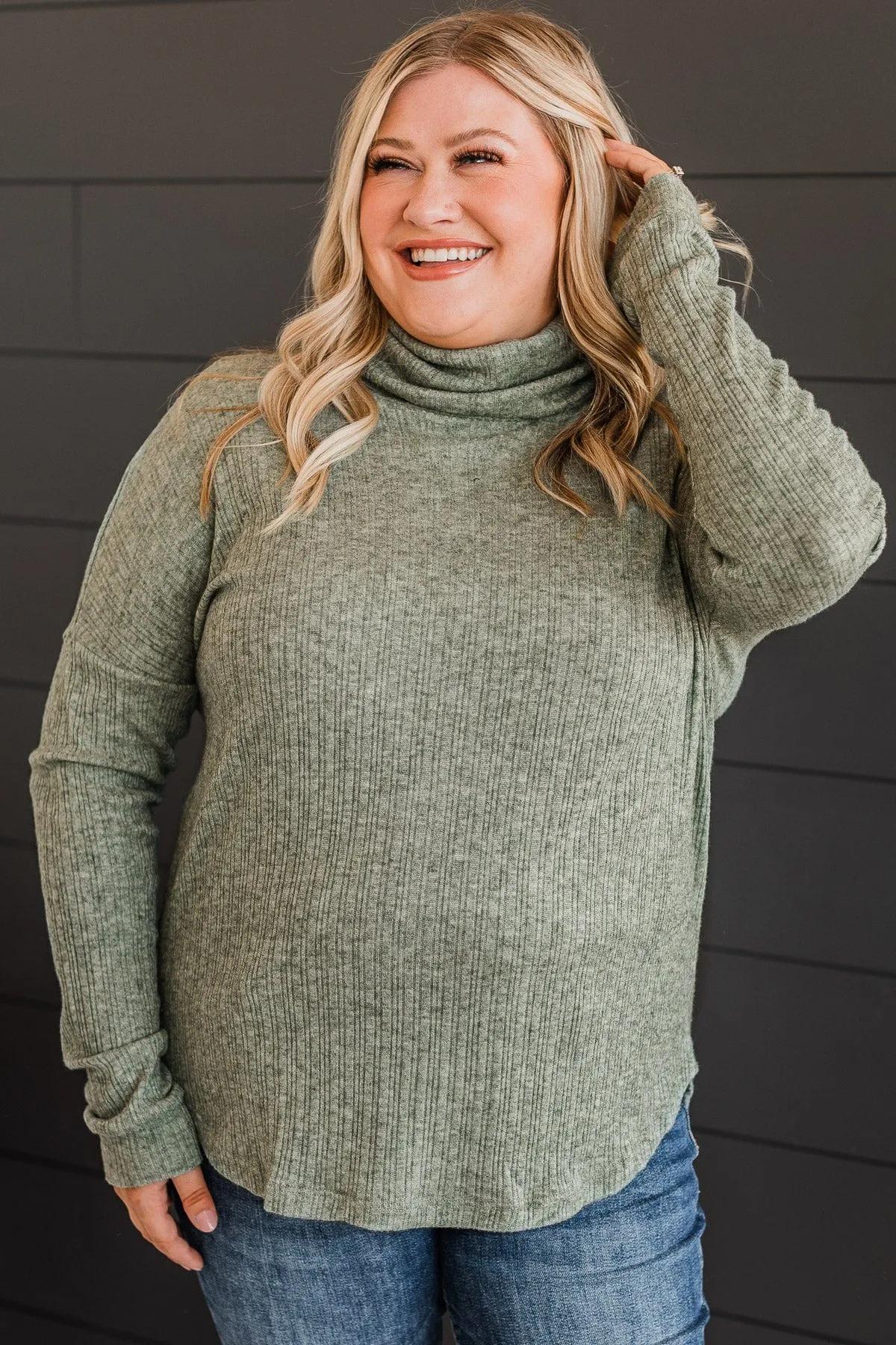 Good Connections Turtle Neck Top- Olive