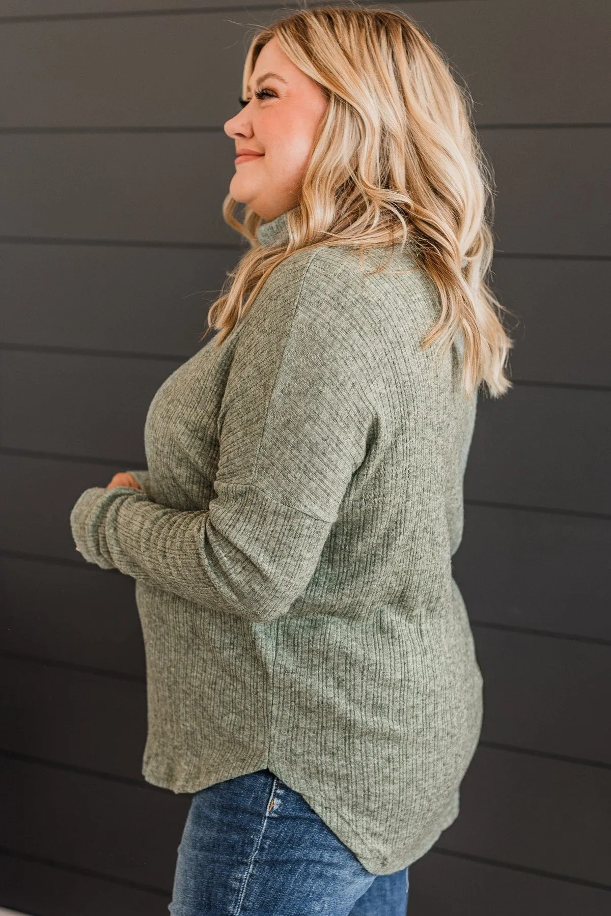Good Connections Turtle Neck Top- Olive