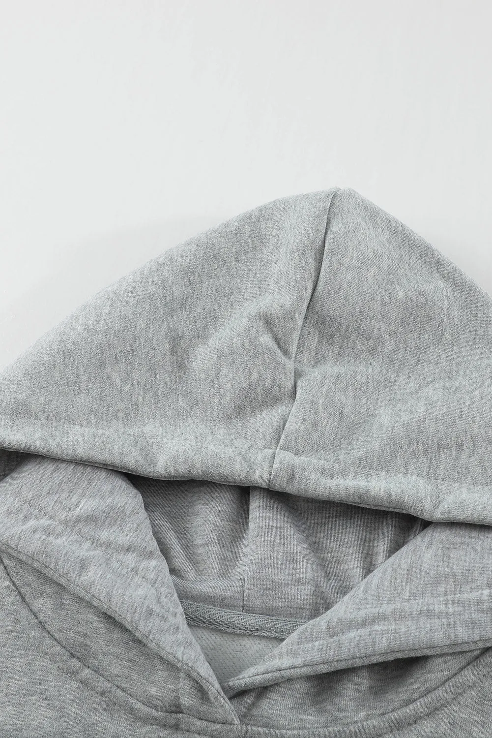 Gray White Loose Kangaroo Pocket Hoodie