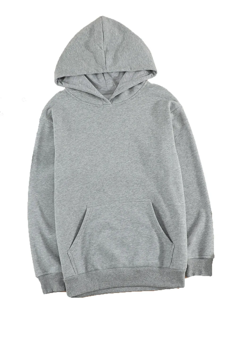 Gray White Loose Kangaroo Pocket Hoodie