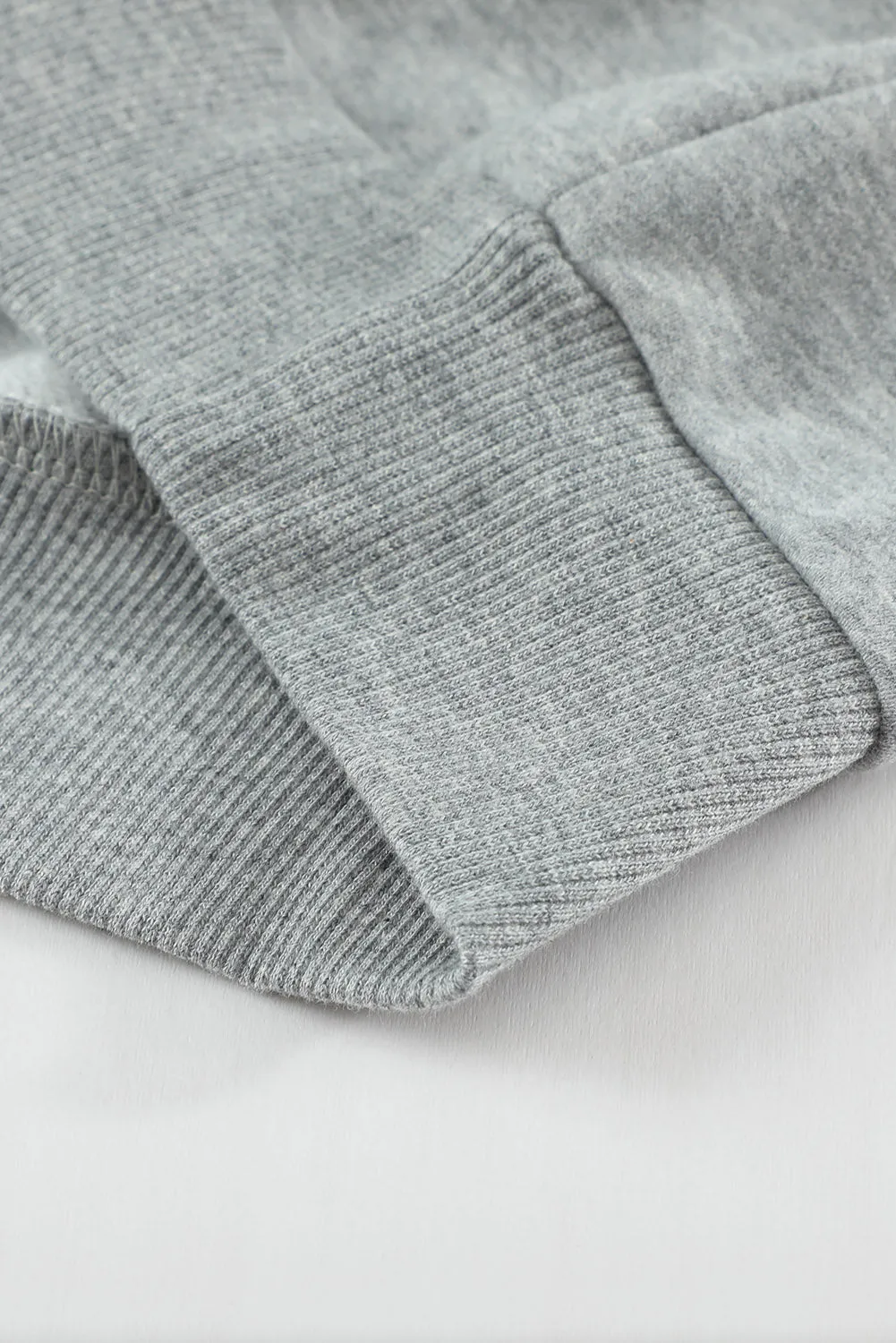 Gray White Loose Kangaroo Pocket Hoodie
