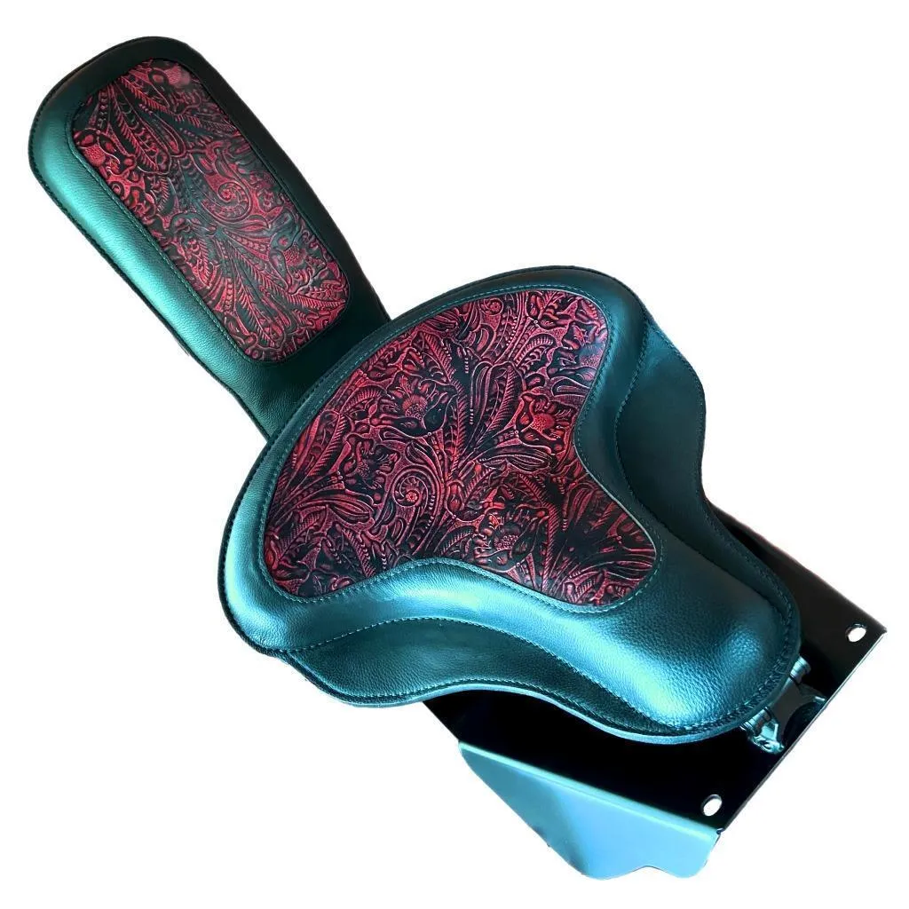 Harley Touring Spring Seat Conversion Mounting Kit 1998-2025 Red Tooled Leather