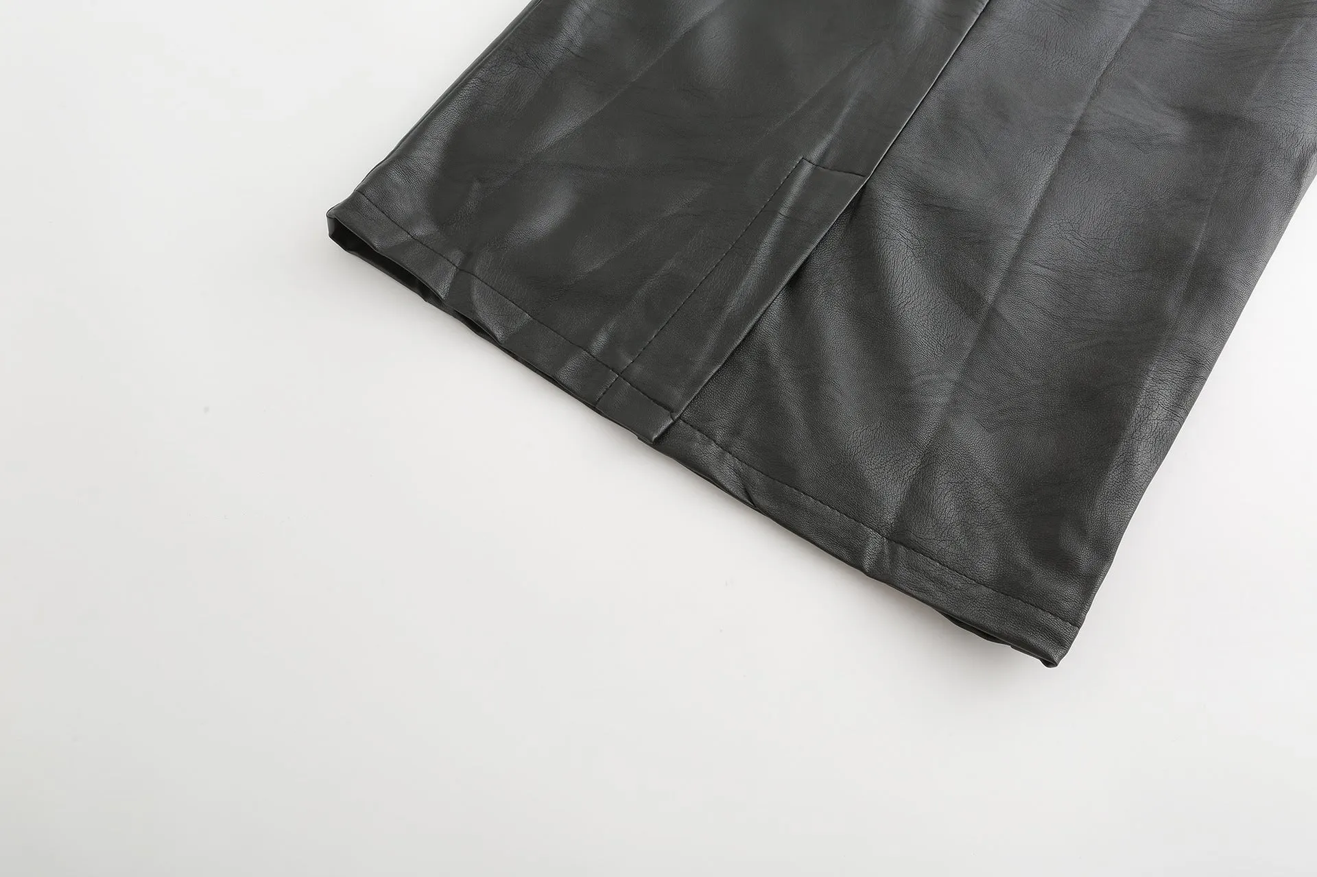 High-waist Fashion Split PU Leather Skirt