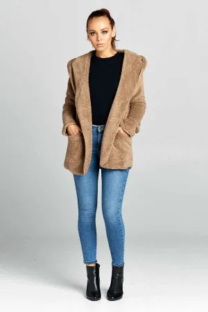 Hooded Fuzzy Fur Jacket