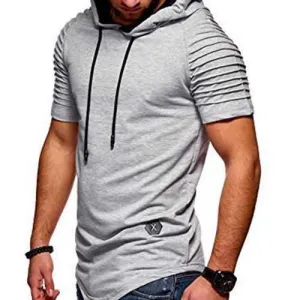 Hooded Solid Color Short Sleeve Tees