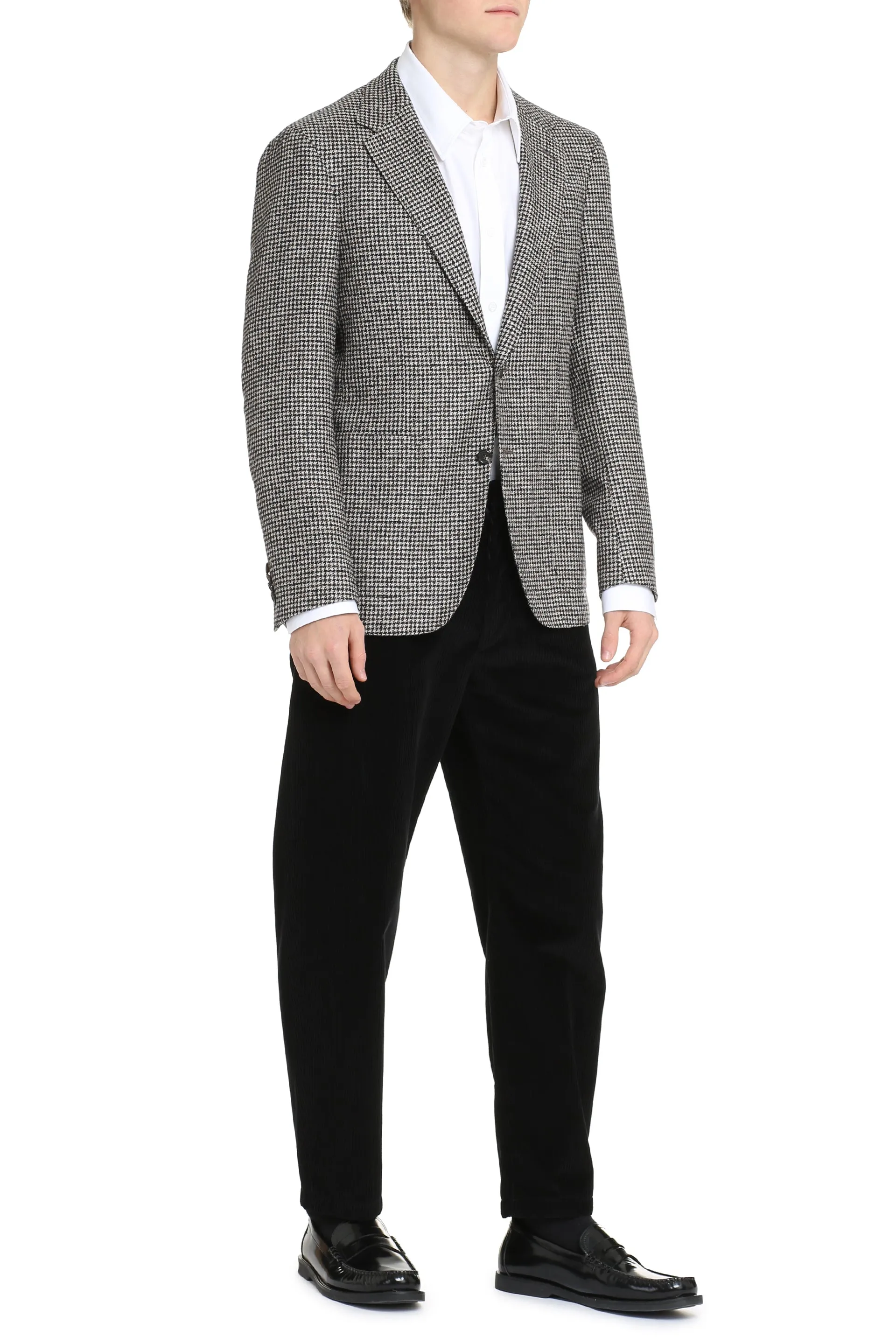 Houndstooth wool blazer