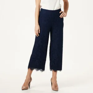 Isaac Mizrahi Live! Women's Floral Lace Knit Culotte Pants