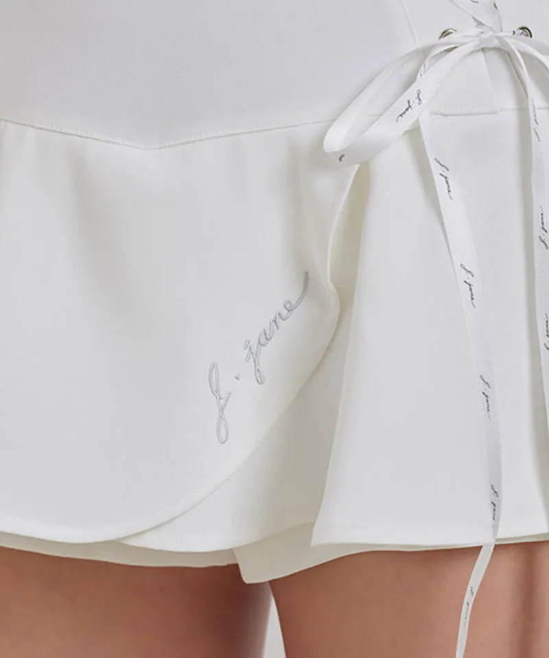 J.Jane Lace-Up Flower Culotte Pants - White