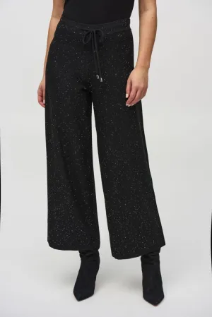 Joseph Ribkoff Black Sequined Wide Leg Culotte Pants 244922