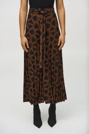 Joseph Ribkoff Black/Chestnut Chain Print Culotte Pants 244049