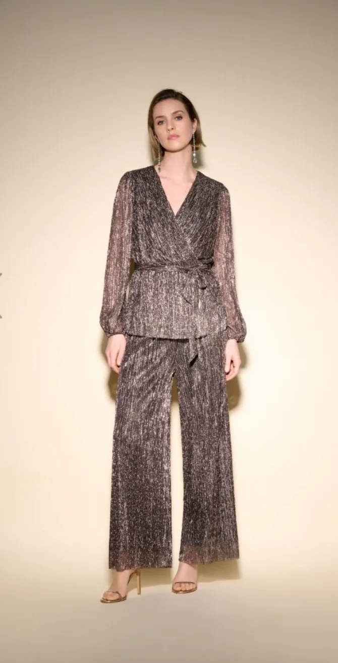 Joseph Ribkoff Black/Rose Gold Novelty Culotte Pants