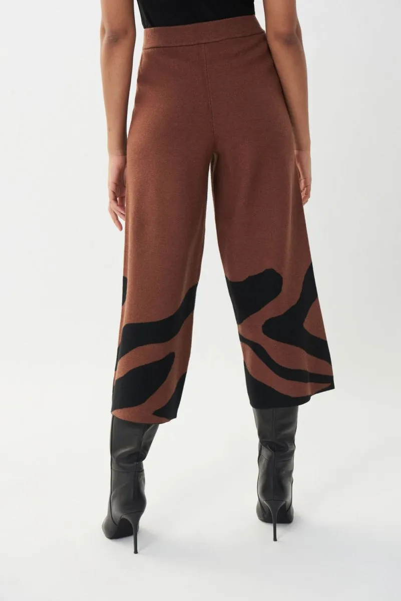 Joseph Ribkoff Black/Toffee Animal Print Sweater Culotte Pants 223949