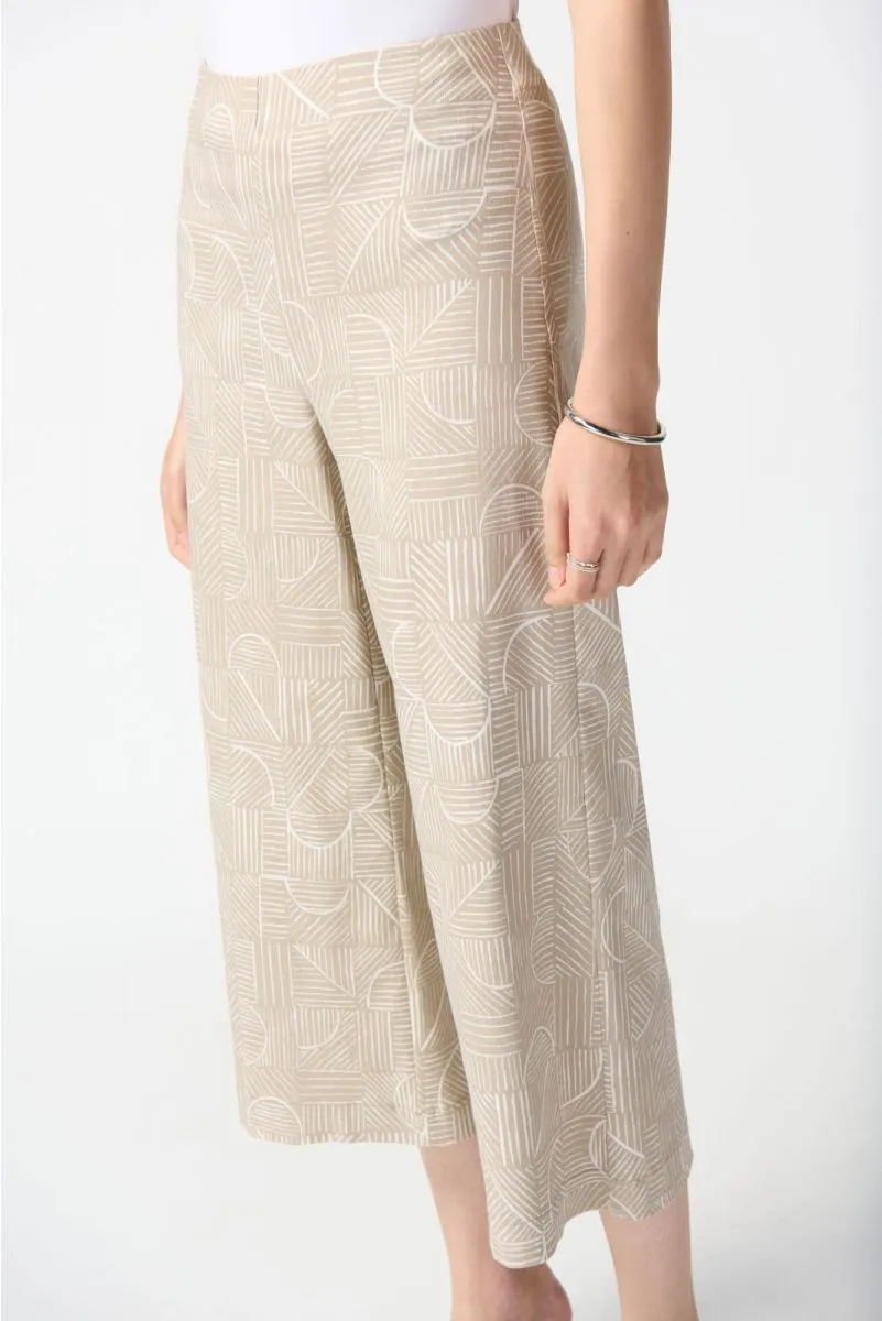 Joseph Ribkoff Dune/Vanilla Geometric Print Pull On Culotte Pants 242220