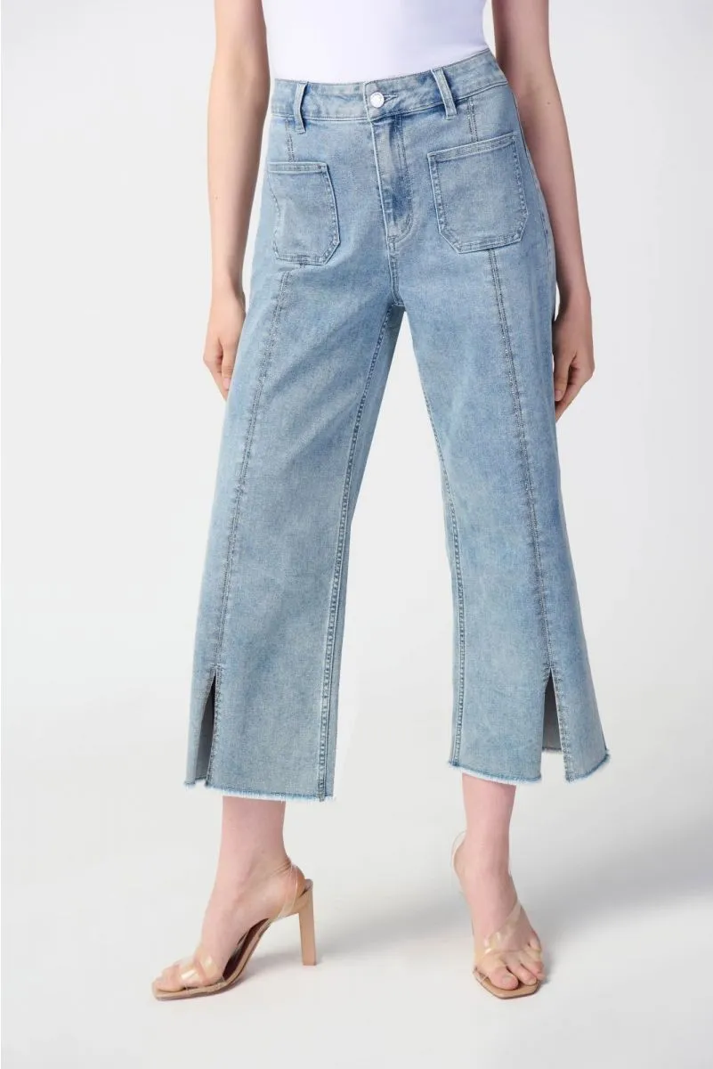 Joseph Ribkoff Light Blue Embellished Culotte Jean Pants 241903
