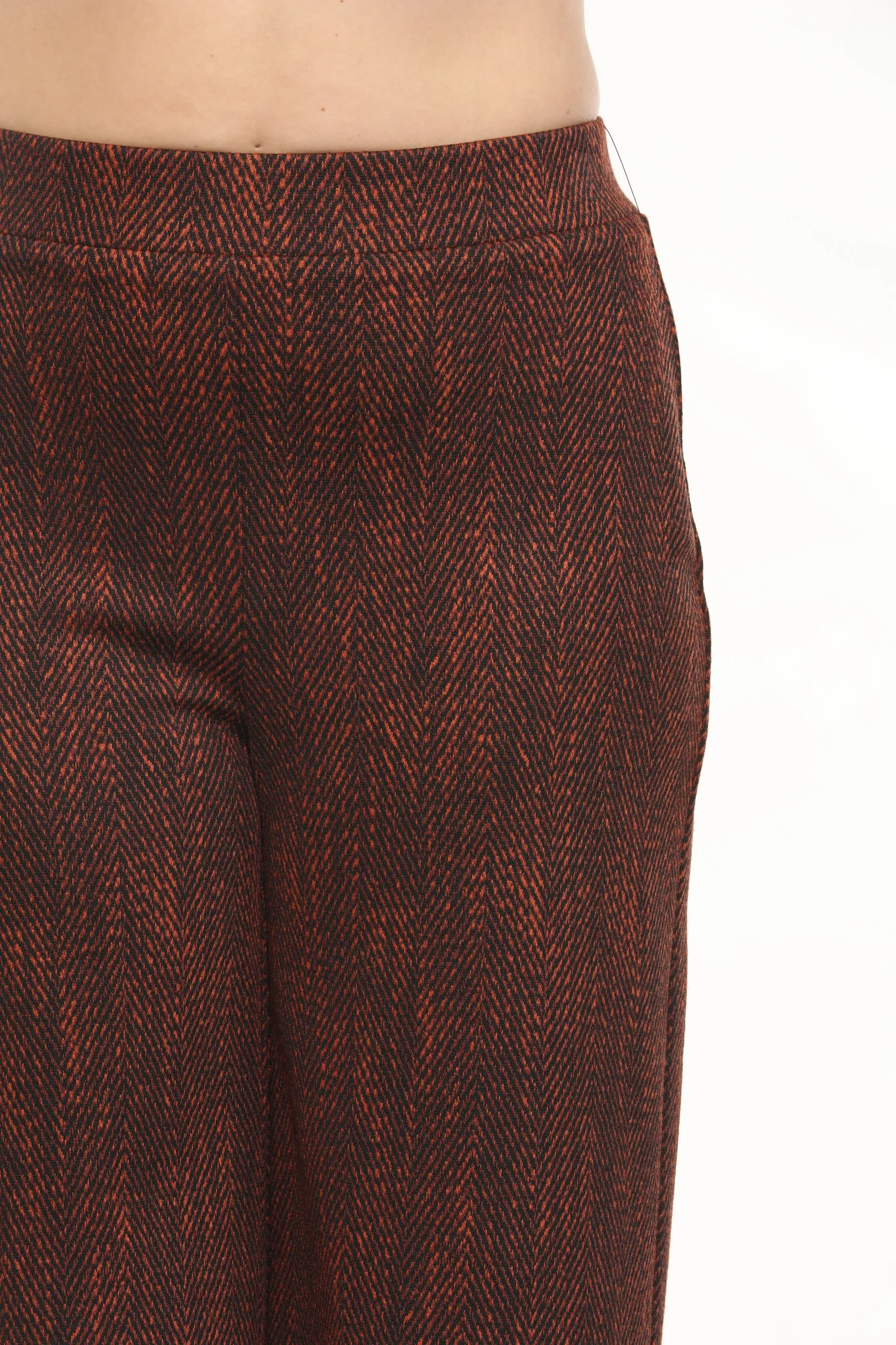 Joseph Ribkoff Orange/Black Chevron Jacquard Knit Culotte Pants 243302