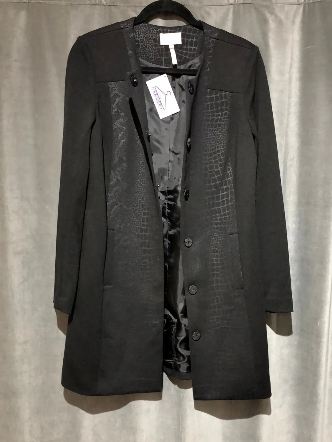 LAUNDRY: Black Longsleeve Snap Closure Long Jacket