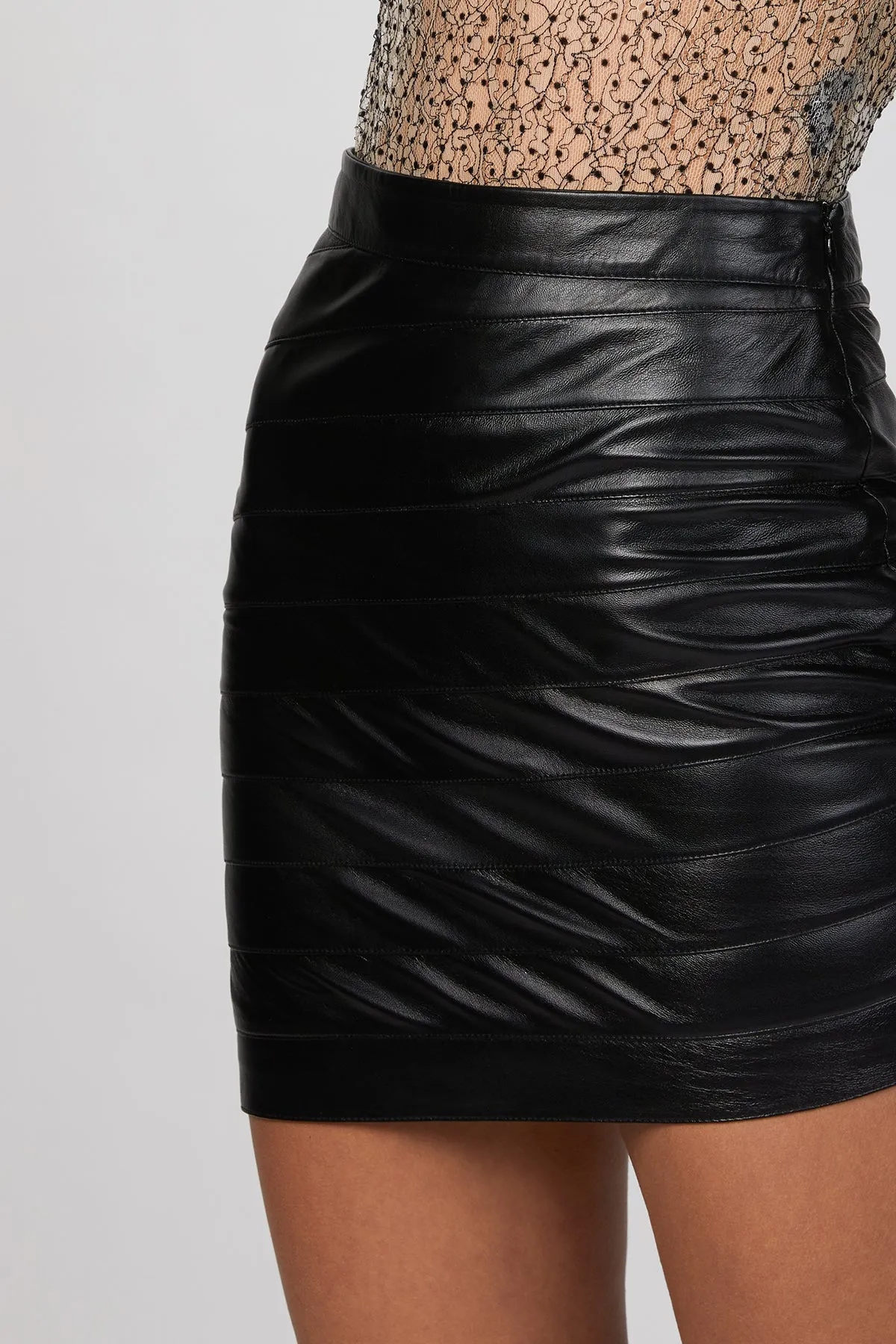 LAYERED MINI LEATHER SKIRT