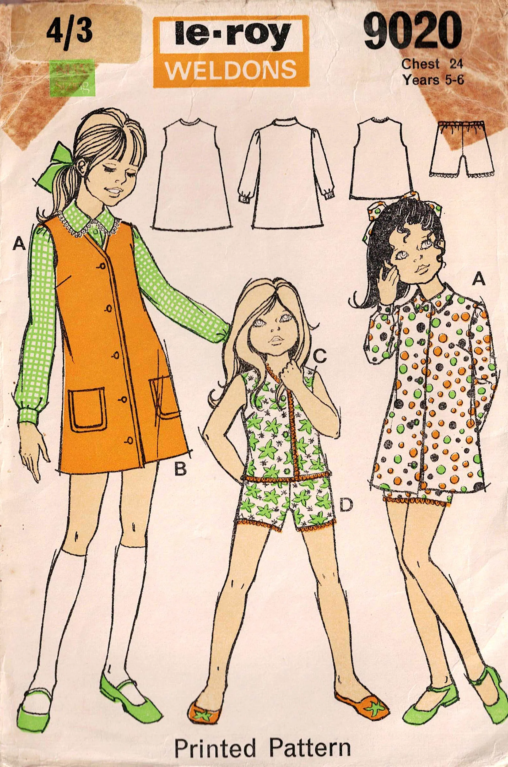 Le Roy Weldons 9020 Toddler Girls Separates 1960s Vintage Sewing Pattern Size 5 - 6