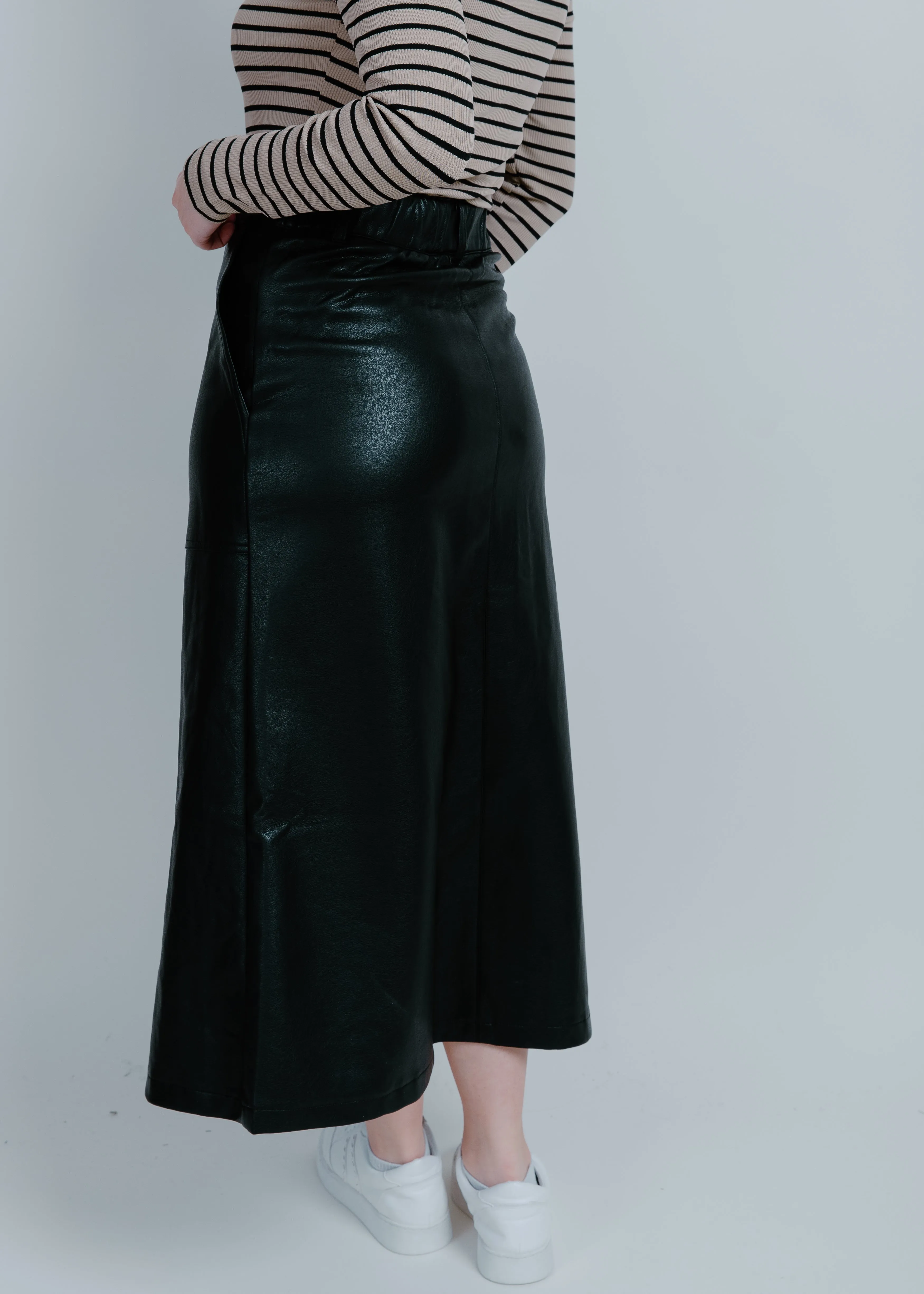 Lena Faux Leather Midi Skirt