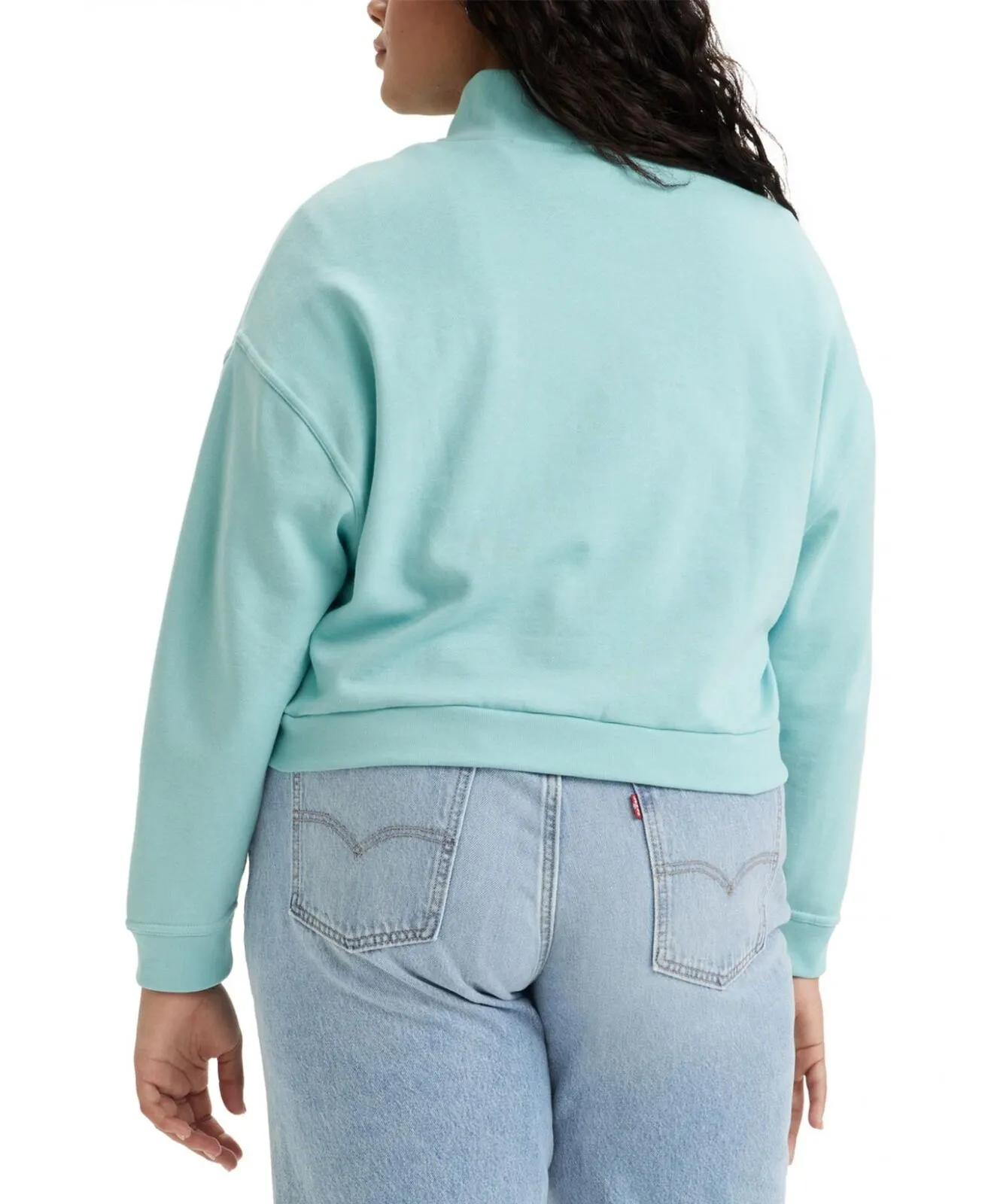 Levi's Womens Trendy Plus Size Cosmo 1/4-Zip Long-Sleeve Sweatshirt Blue 4X