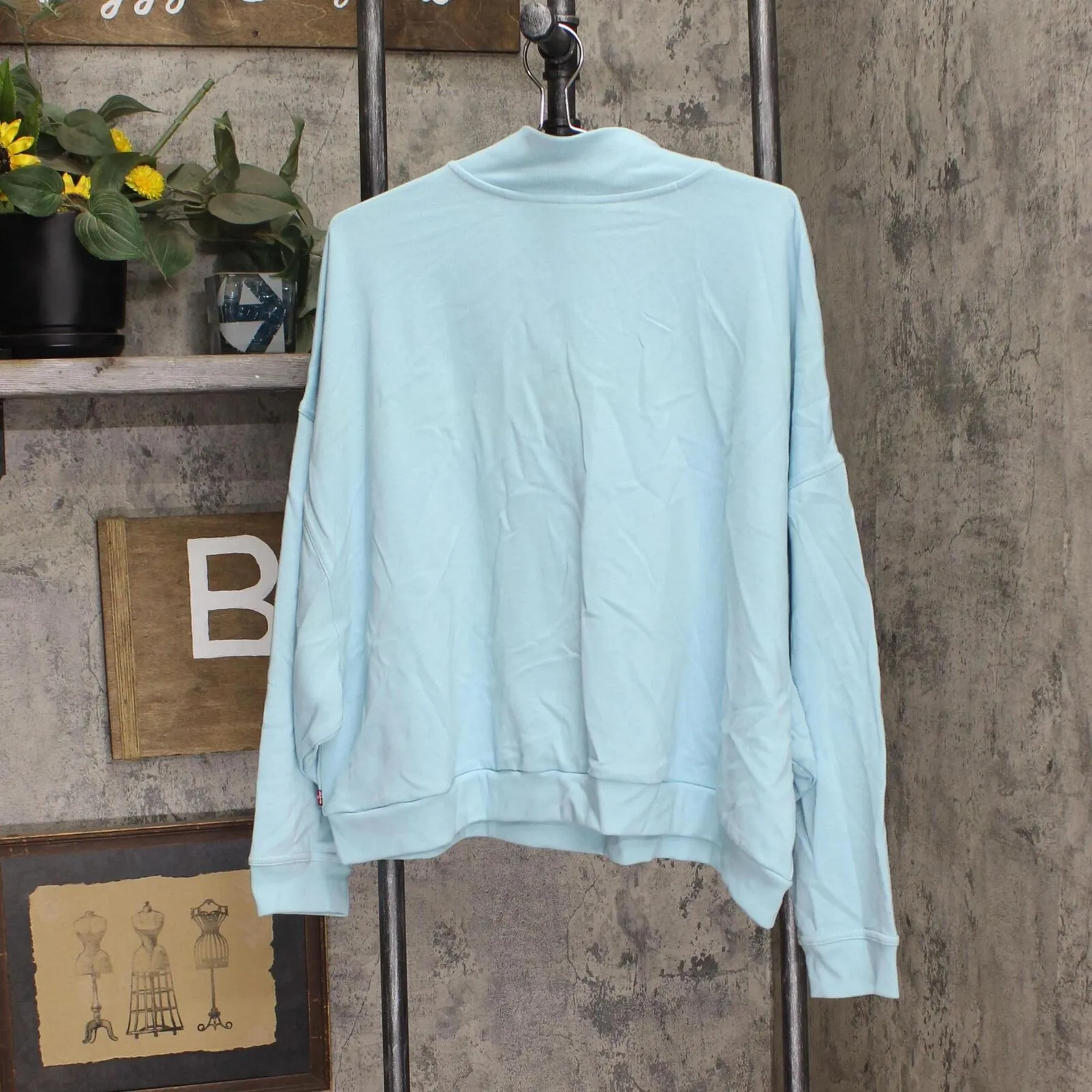 Levi's Womens Trendy Plus Size Cosmo 1/4-Zip Long-Sleeve Sweatshirt Blue 4X