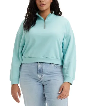 Levi's Womens Trendy Plus Size Cosmo 1/4-Zip Long-Sleeve Sweatshirt Blue 4X