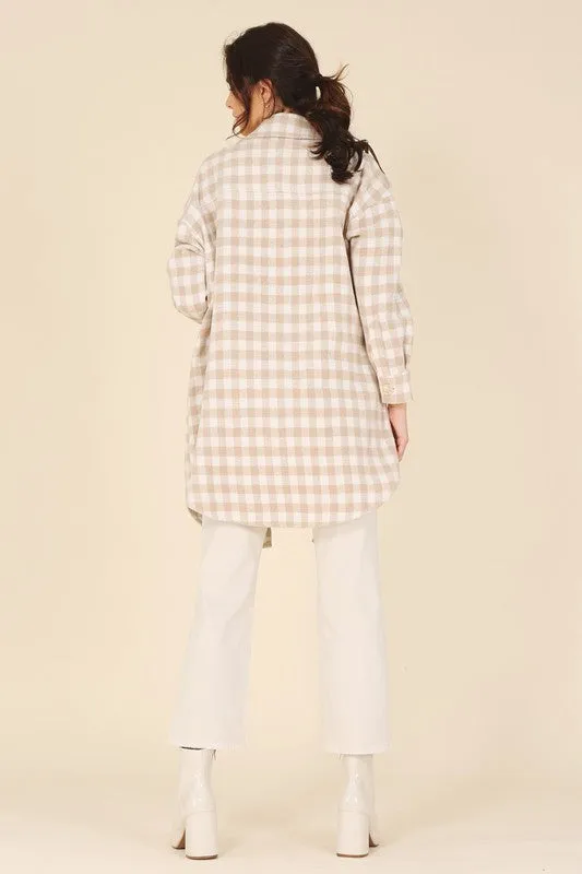Lilou Check pattern long shacket