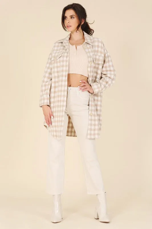 Lilou Check pattern long shacket