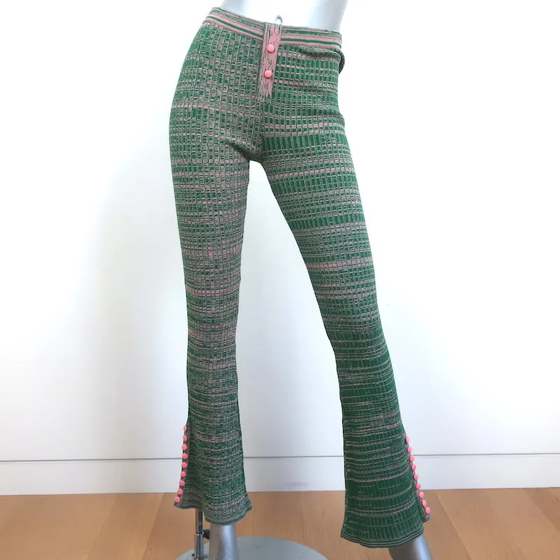 Live The Process Marl Track Jacket & Flared Pants Set Green/Pink Size Small