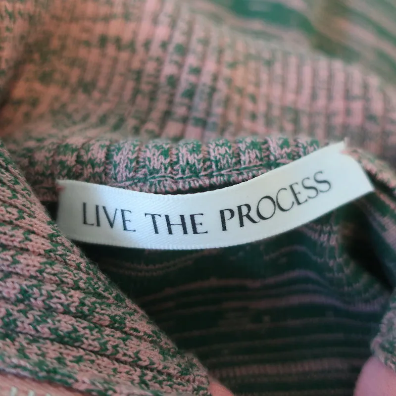 Live The Process Marl Track Jacket & Flared Pants Set Green/Pink Size Small