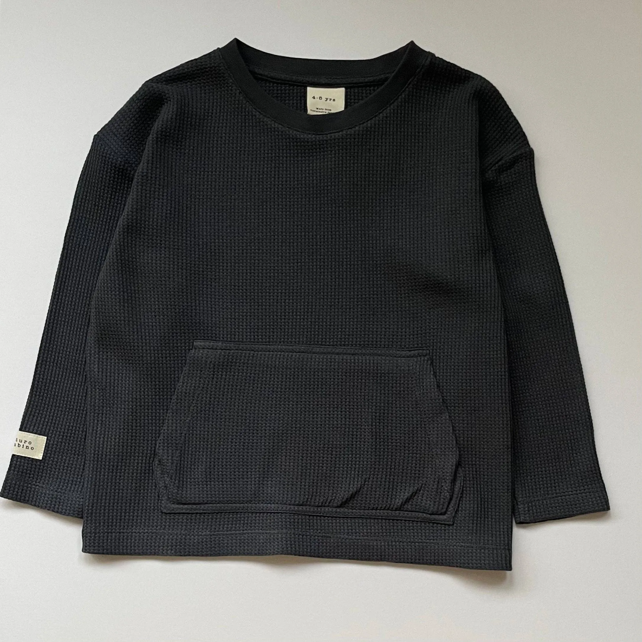 Long Sleeve Waffle Top Charcoal