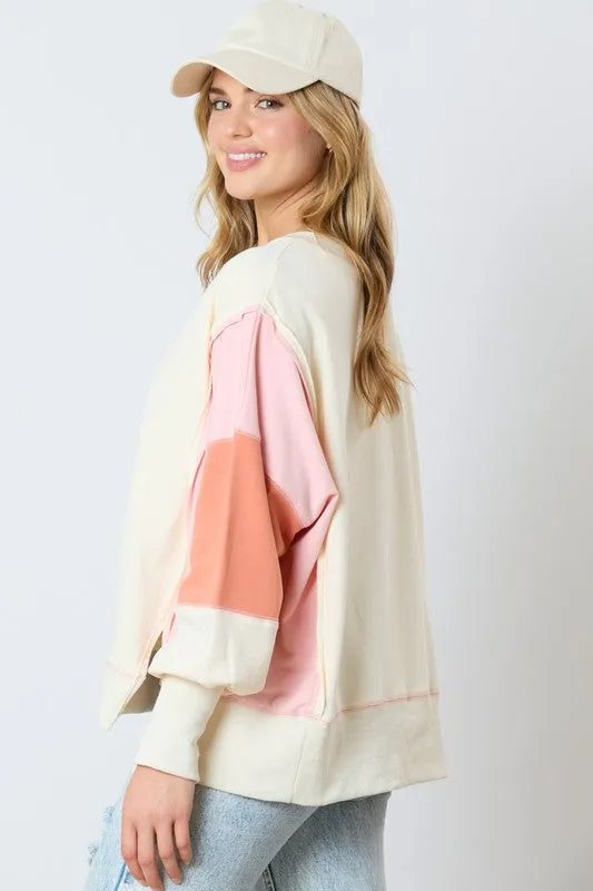 Loose Fit Long Sleeve Top With Reversed