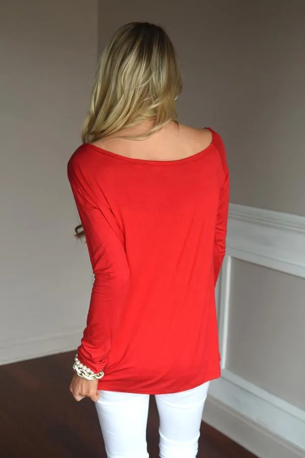 LOVE Slouchy Top ~ Red
