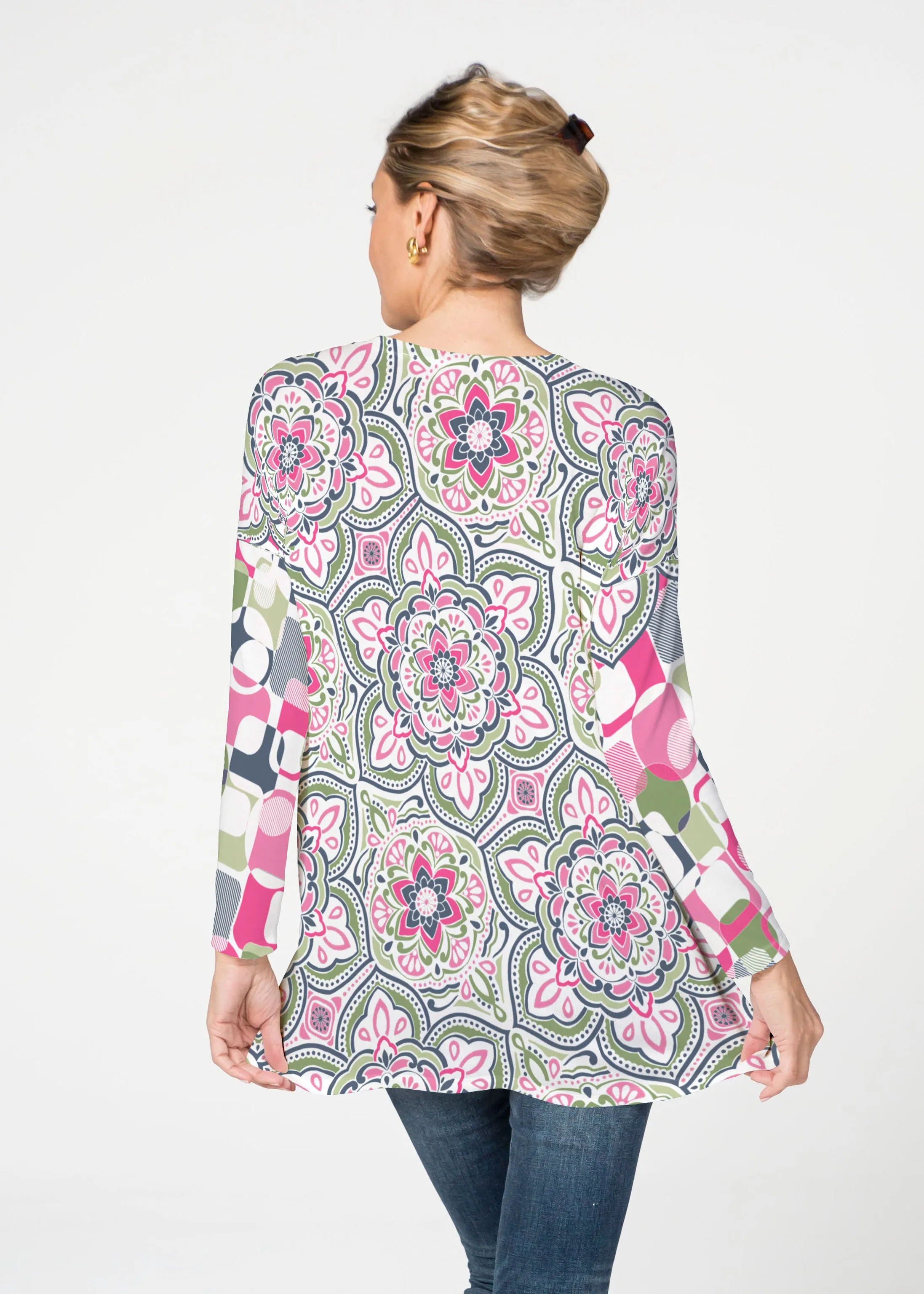 Mandala Geo Blue (13503) ~ Slouchy Butterknit Top