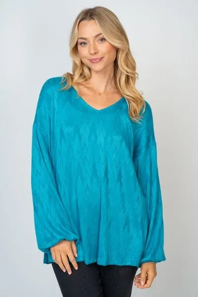 Mayson Chevron Pattern Cashmere Soft Slouchy Long Sleeve