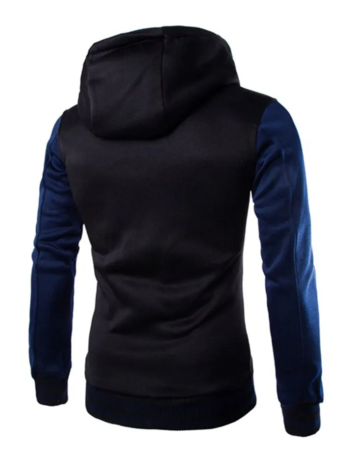 Men’s Slouchy Drawstring Hood Front Button Fastening Long Sleeve Sweatshirt